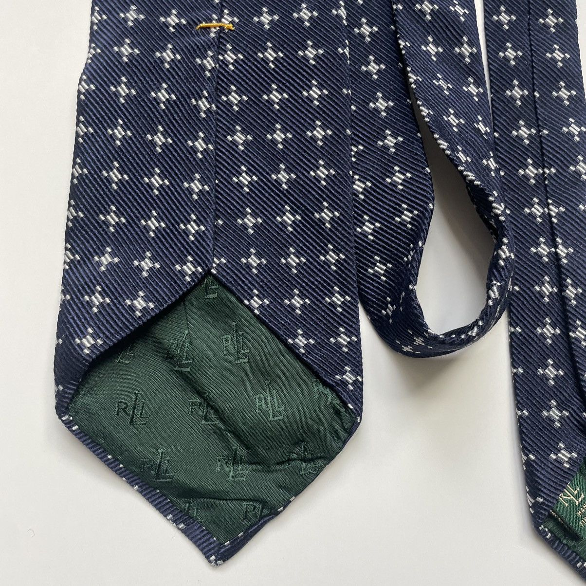 Polo Ralph Lauren Ralph Lauren Blue and White Green Label Geometric Tie Size ONE SIZE - 8 Thumbnail