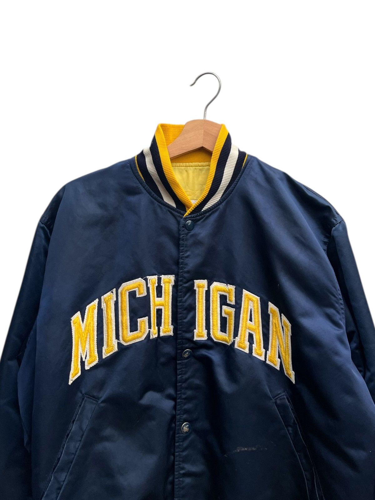 Starter Vintage Starter Michigan Wolverines Satin Varsity Jacket Size US M / EU 48-50 / 2 - 7 Thumbnail