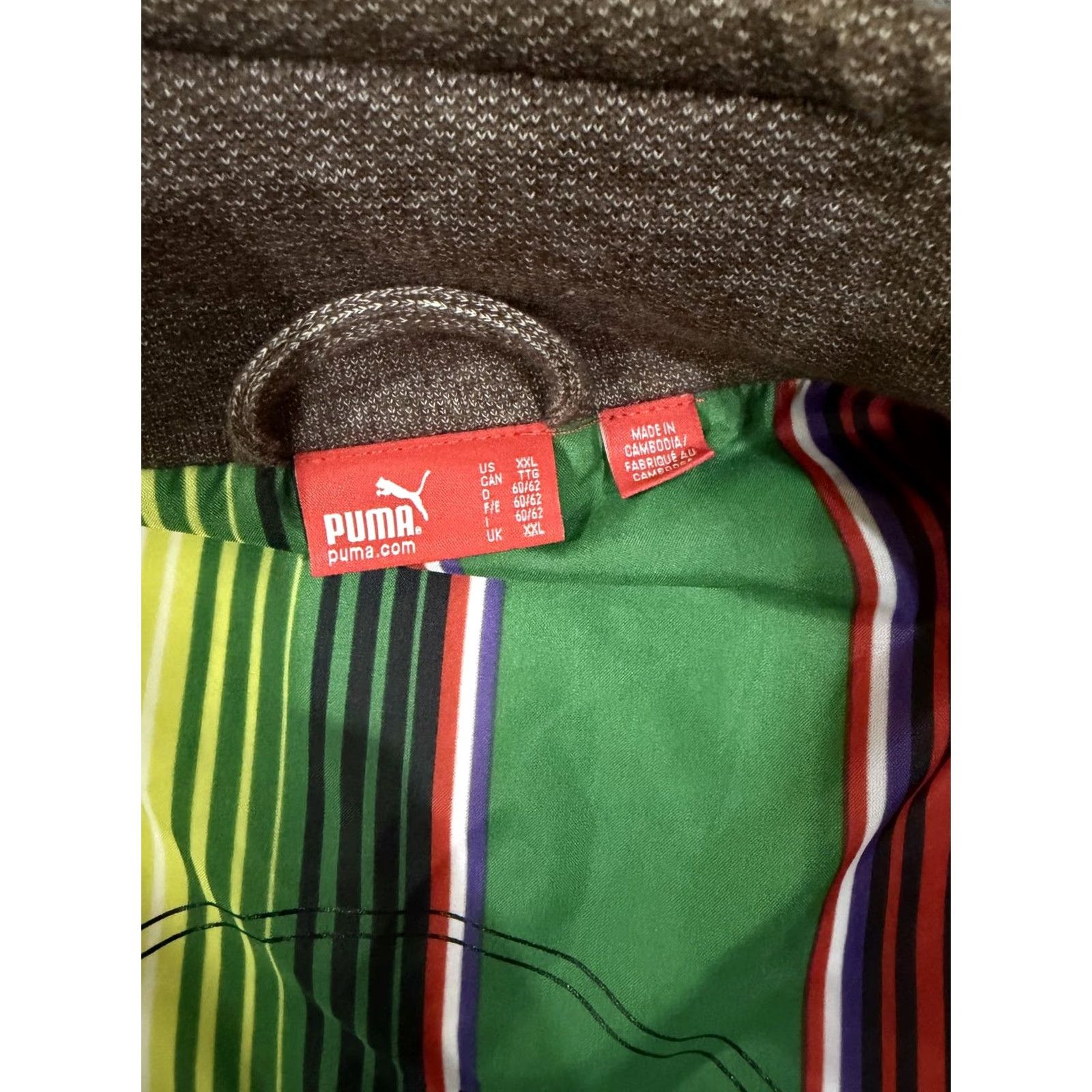 Puma PUMA Jacket Mens 2XL Brown Full Zip Striped Lining Sportswear Athletic Track Jacket with Pockets Casual Run Gym Size US XXL / EU 58 / 5 - 6 Thumbnail