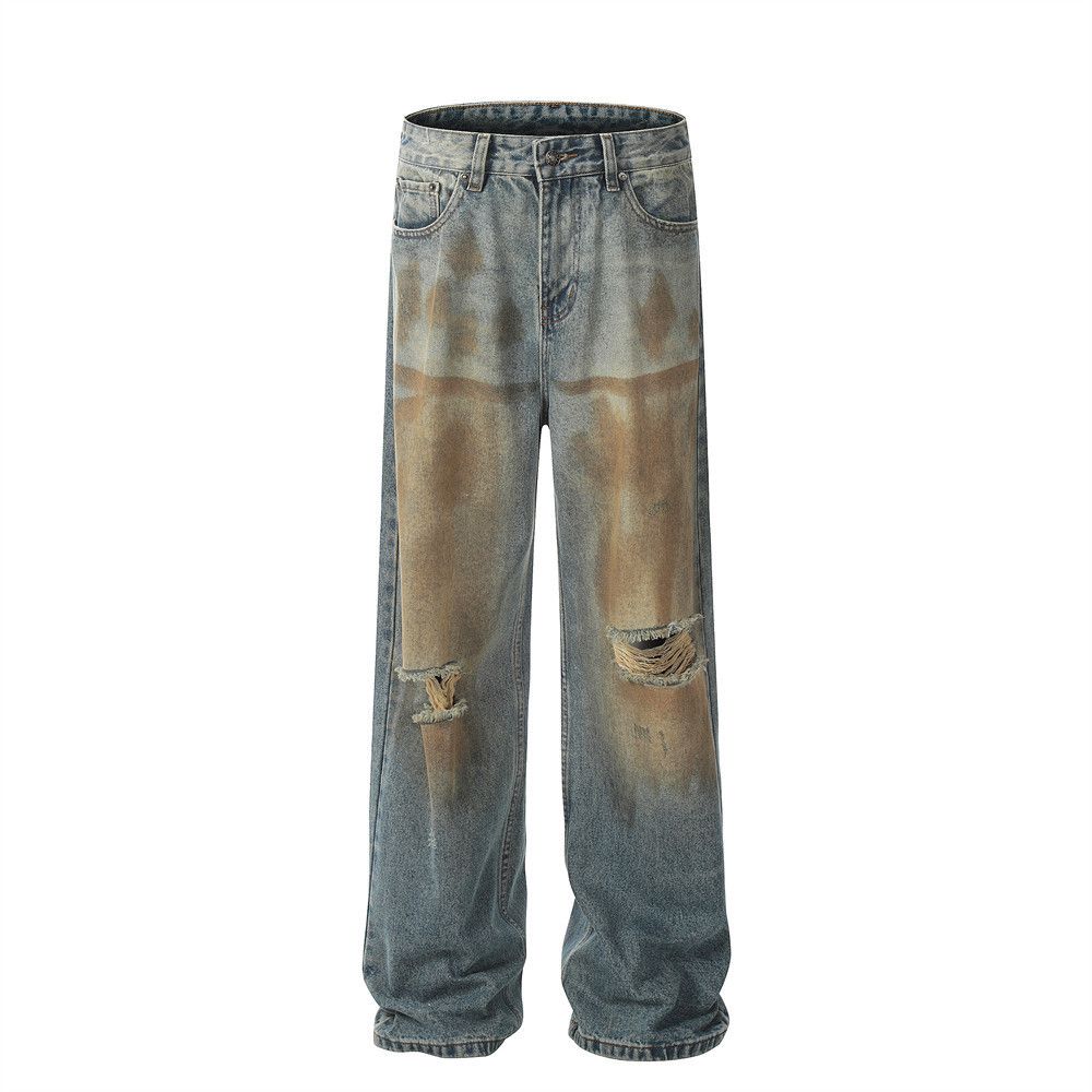 Japanese Brand × Vintage American retro distressed street hip hop loose ripped jeans Size US 32 / EU 48 - 1 Thumbnail