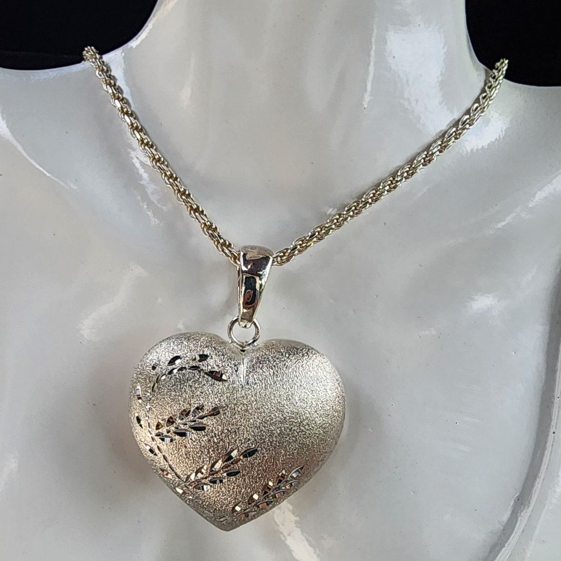 Sterling Silver ITAOR Italy Sterling Silver Heart Diamond Cut Rope Necklace Size ONE SIZE - 3 Thumbnail