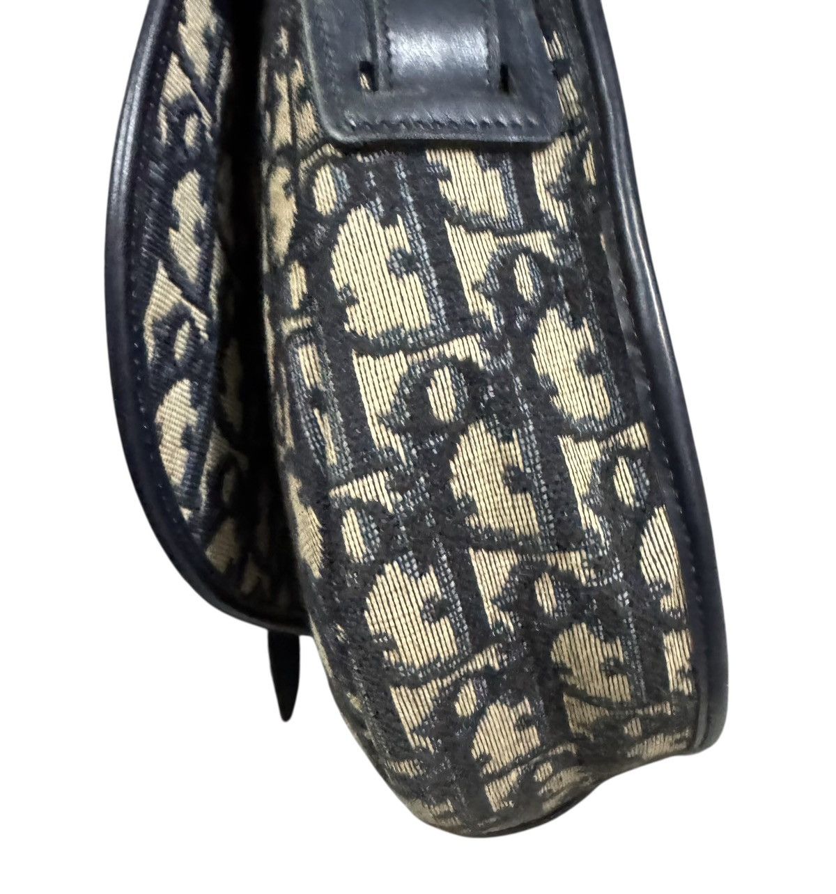 Dior Vtg🔥Christian Dior Trotter Canvas Shoulder Bag Navy Gold Size ONE SIZE - 20 Thumbnail