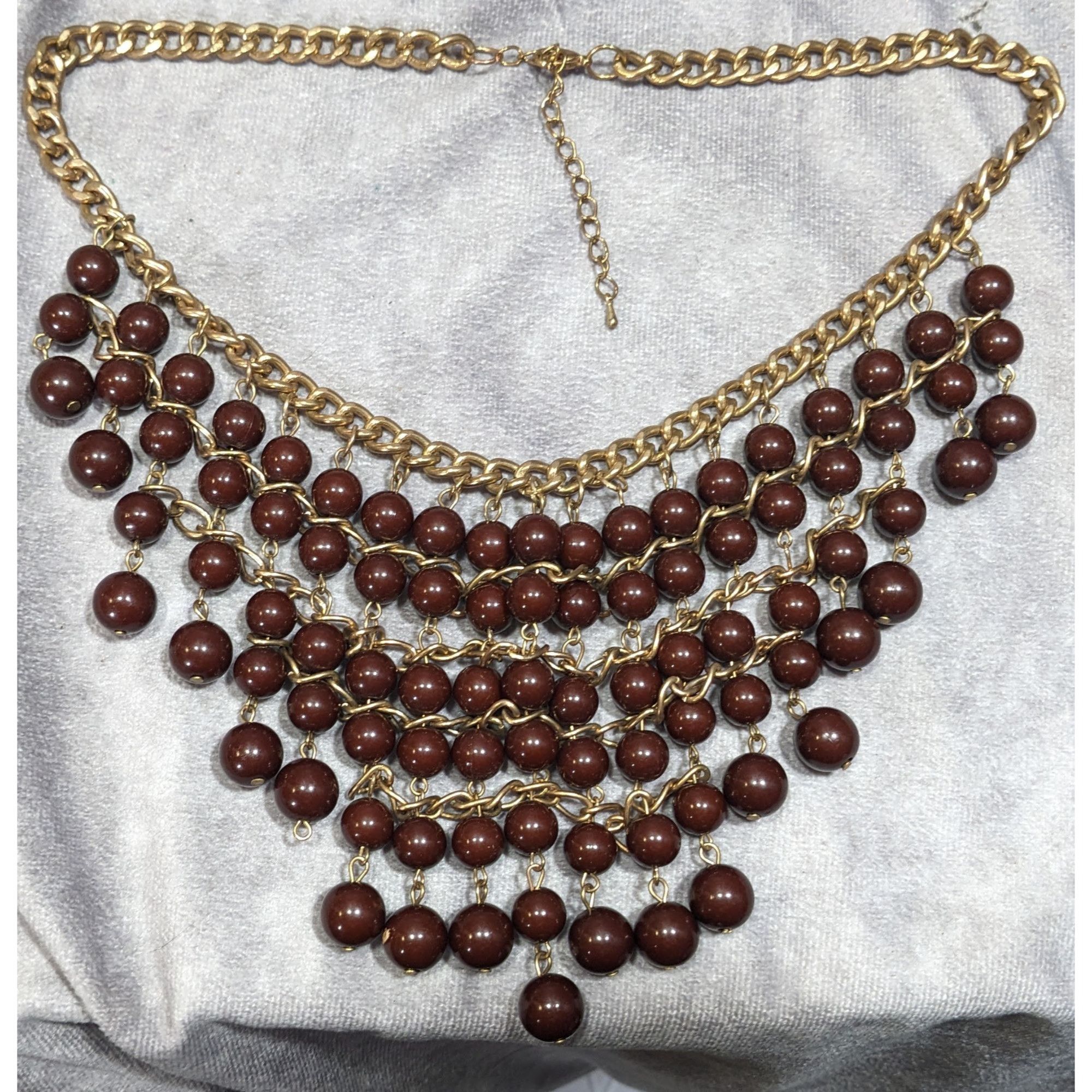 Other Elegant Bohemian Brown And Gold Tone Beaded Bib Necklace Size ONE SIZE - 6 Thumbnail