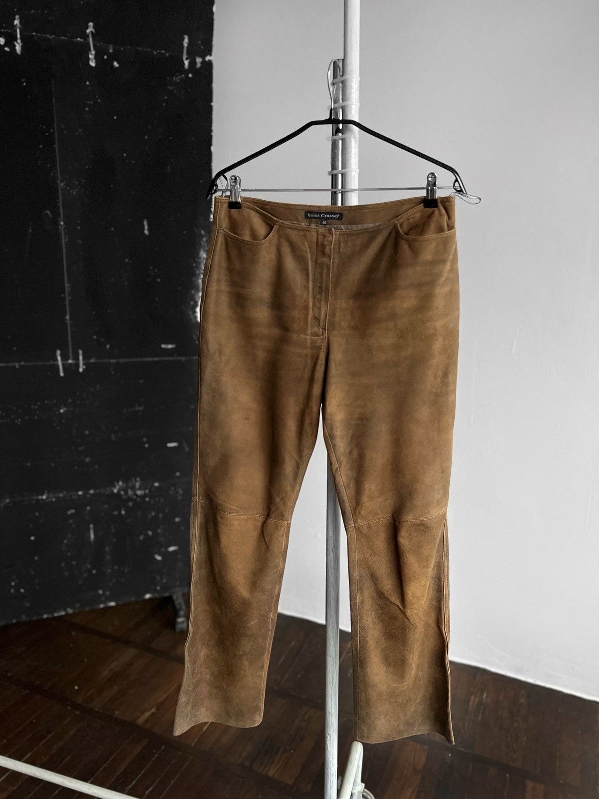 Leather × Luisa Cerano Luisa Cerano Womens Brown Leather Trousers Pants RRP €800 Size 30" / US 8 / IT 44 - 1 Thumbnail