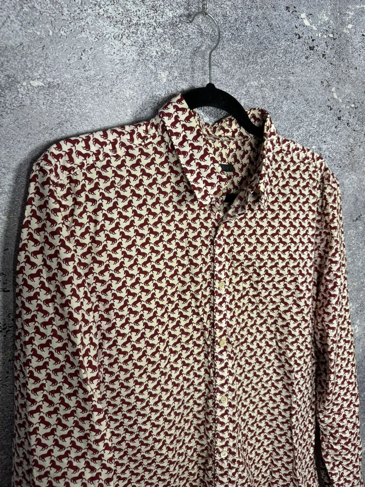 Gucci GUCCI Shirt Button Up Printed Monogram Horsebit Slim Fit Red Size US M / EU 48-50 / 2 - 5 Thumbnail
