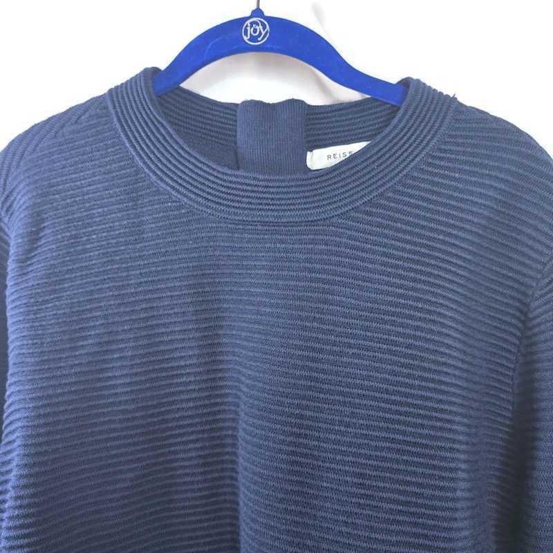 Reiss Reiss Skye Navy Exposed Gold Zipper Textured Sweater Medium Size M / US 6-8 / IT 42-44 - 3 Thumbnail