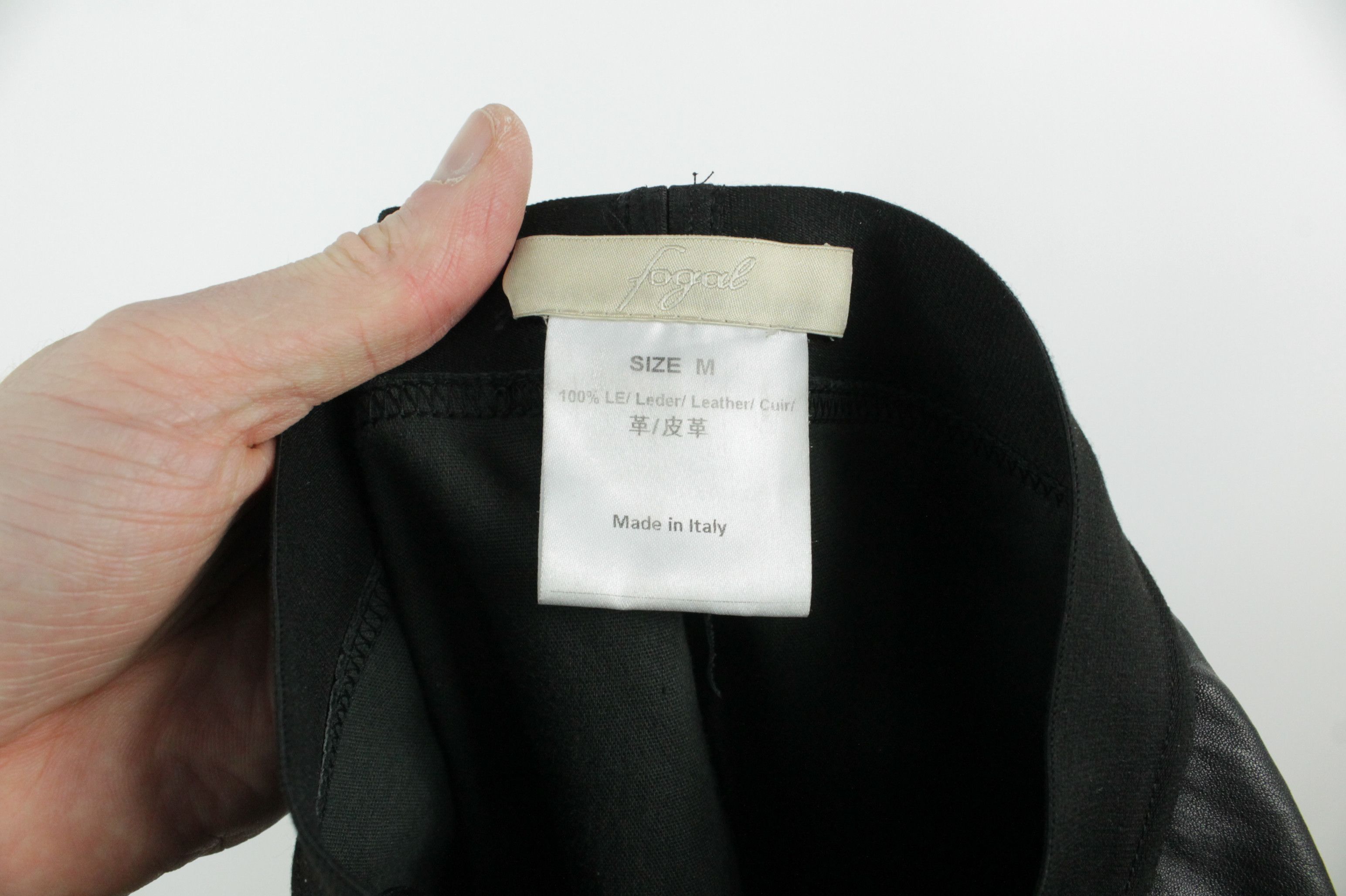 Designer Fogal Black Genuine Leather Leggings Size 28" / US 6 / IT 42 - 7 Thumbnail