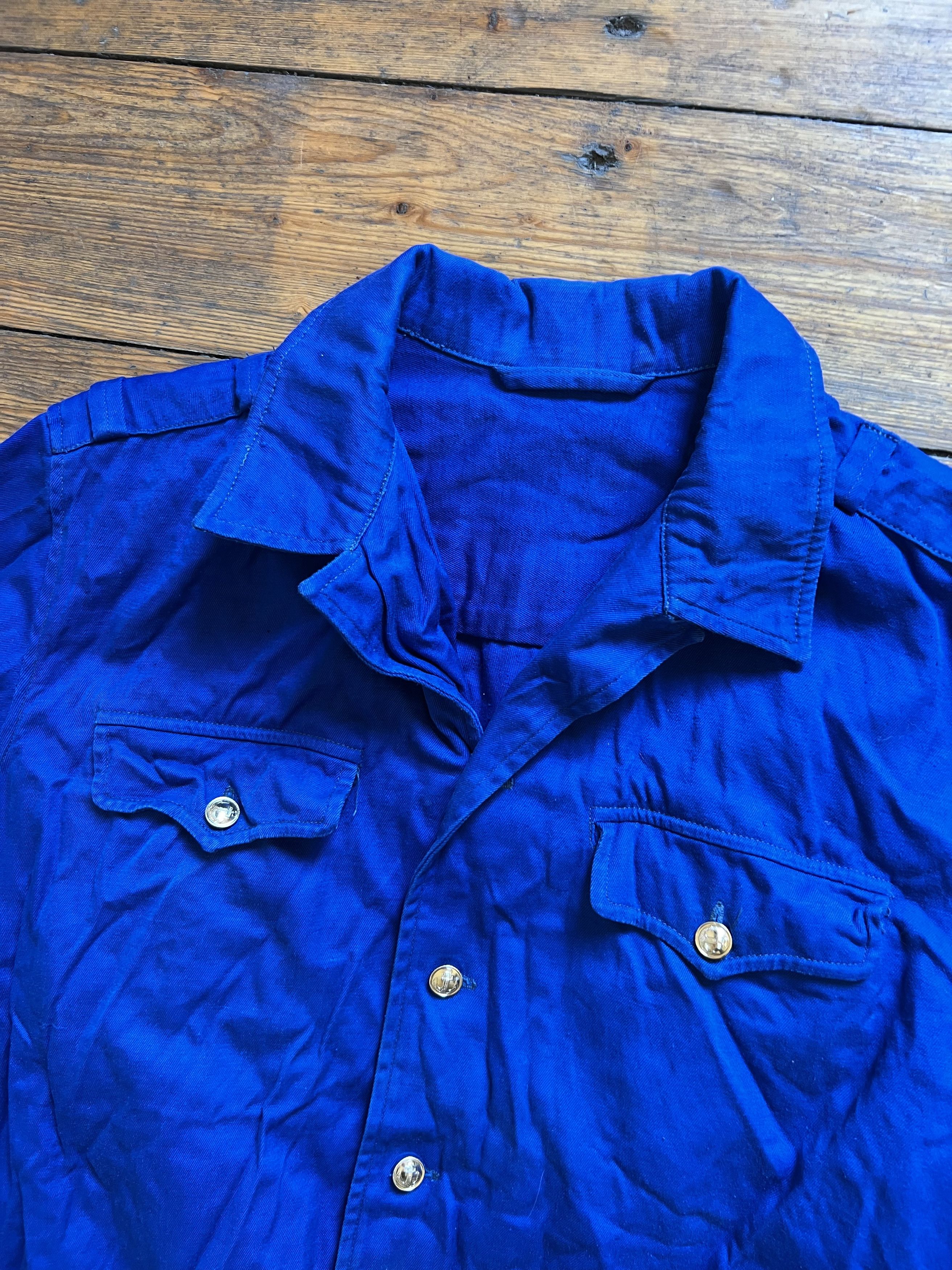 Other Retro 1960s 70s Indigo Button Sea Navy USA Shirt Jacket Size US XL / EU 56 / 4 - 3 Thumbnail
