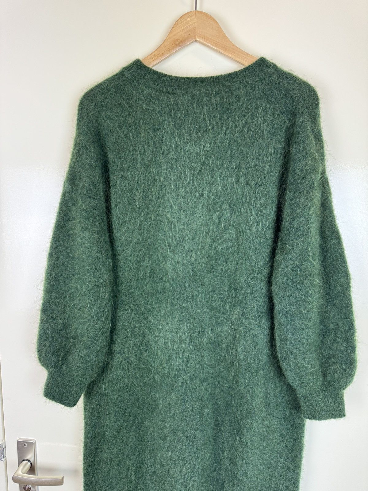 Sezane American vintage mohair wool green fluffy maxi dress sweater Size L / US 10 / IT 46 - 11 Thumbnail