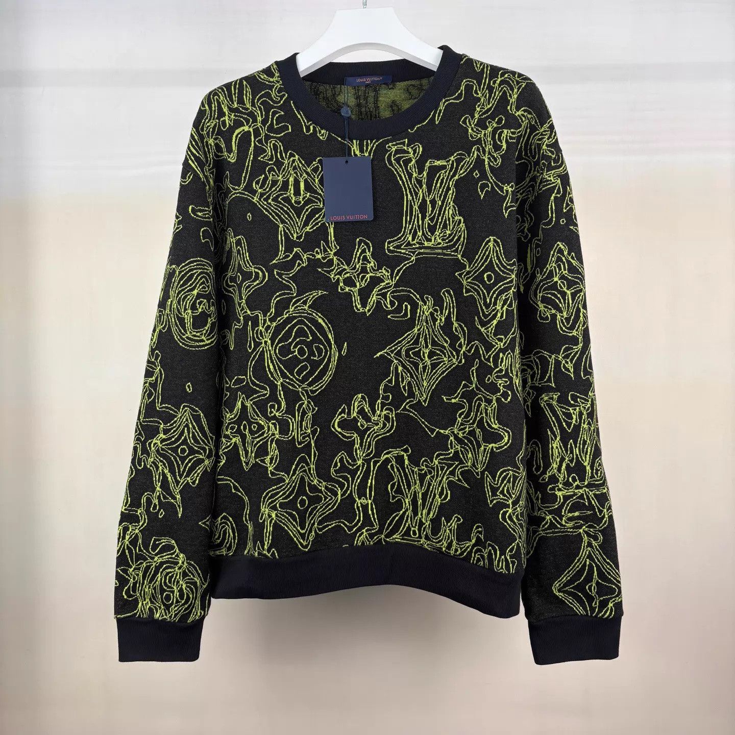 Louis Vuitton LV Yellow Black Monogram Embroidered Sweatshirt XXL Size US XXL / EU 58 / 5 - 1 Thumbnail