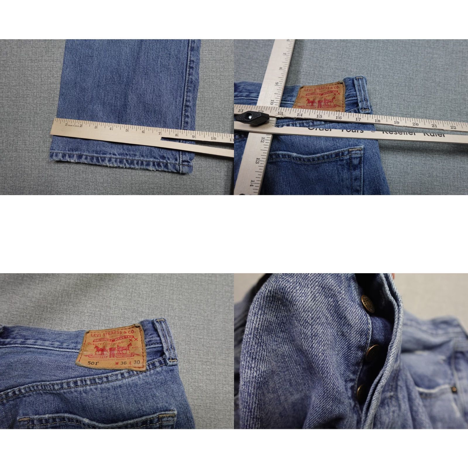 Levi's Levi's 501 Jeans Men 36x30 Blue Regular Fit Dark Wash Button Fly Straight Western Size US 36 / EU 52 - 8 Thumbnail
