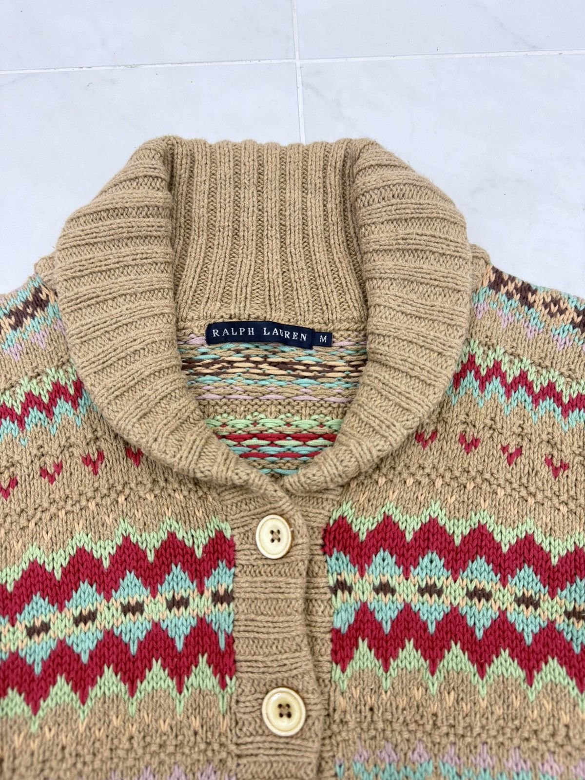 Polo Ralph Lauren RARE🔥Vintage RALPH LAUREN Shawl Collar Knitted Navajo Motive Size US M / EU 48-50 / 2 - 4 Thumbnail