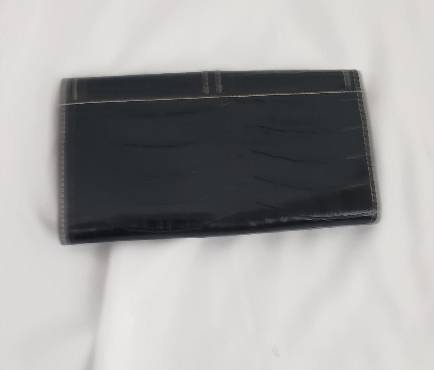 Designer VTG Stylish Black Croc-Pattern Wallet Size ONE SIZE - 2 Thumbnail