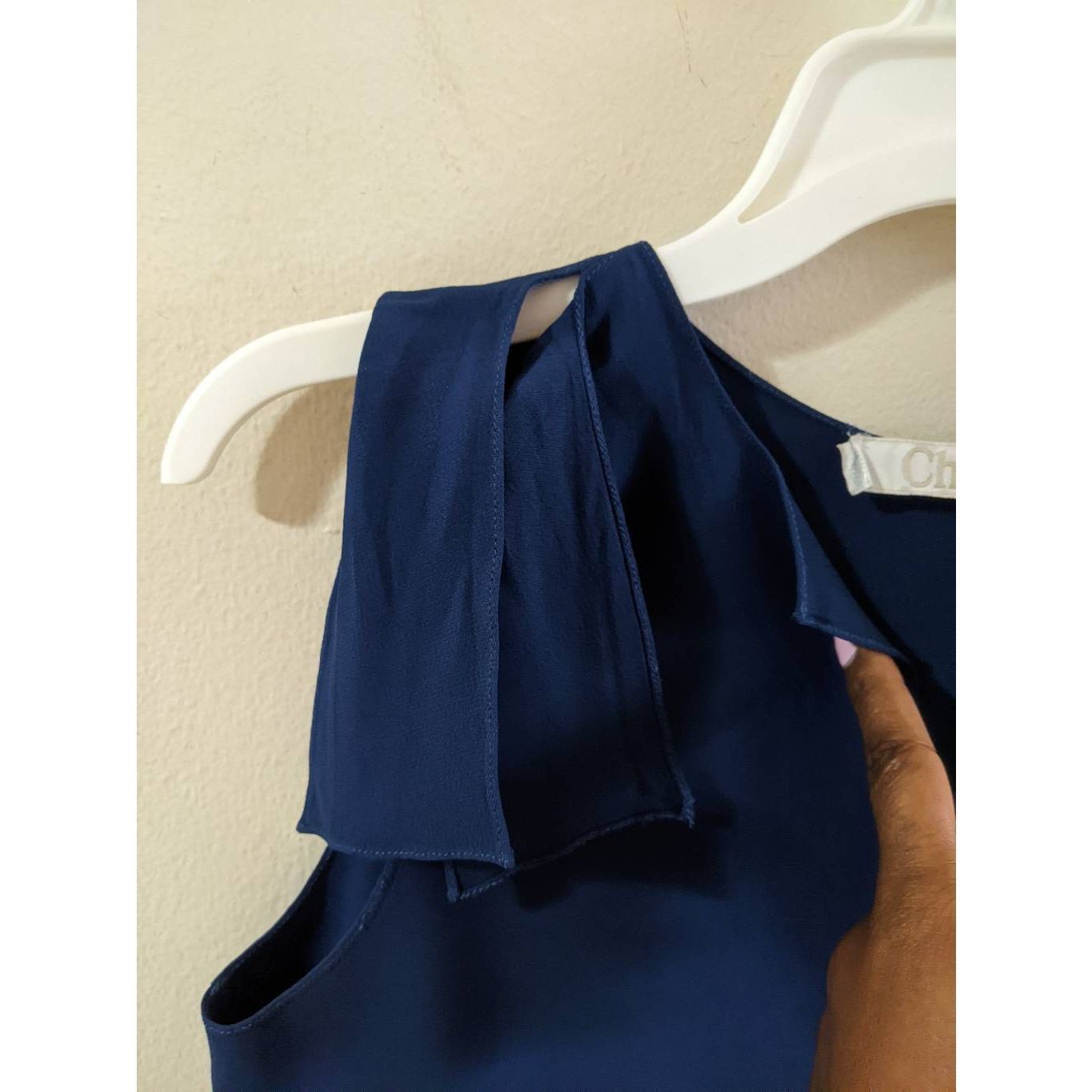 Chloe Chloé Navy Blue Sleeveless Blouse V-Neck Tie Shoulder Elegan Size XS / US 0-2 / IT 36-38 - 10 Thumbnail