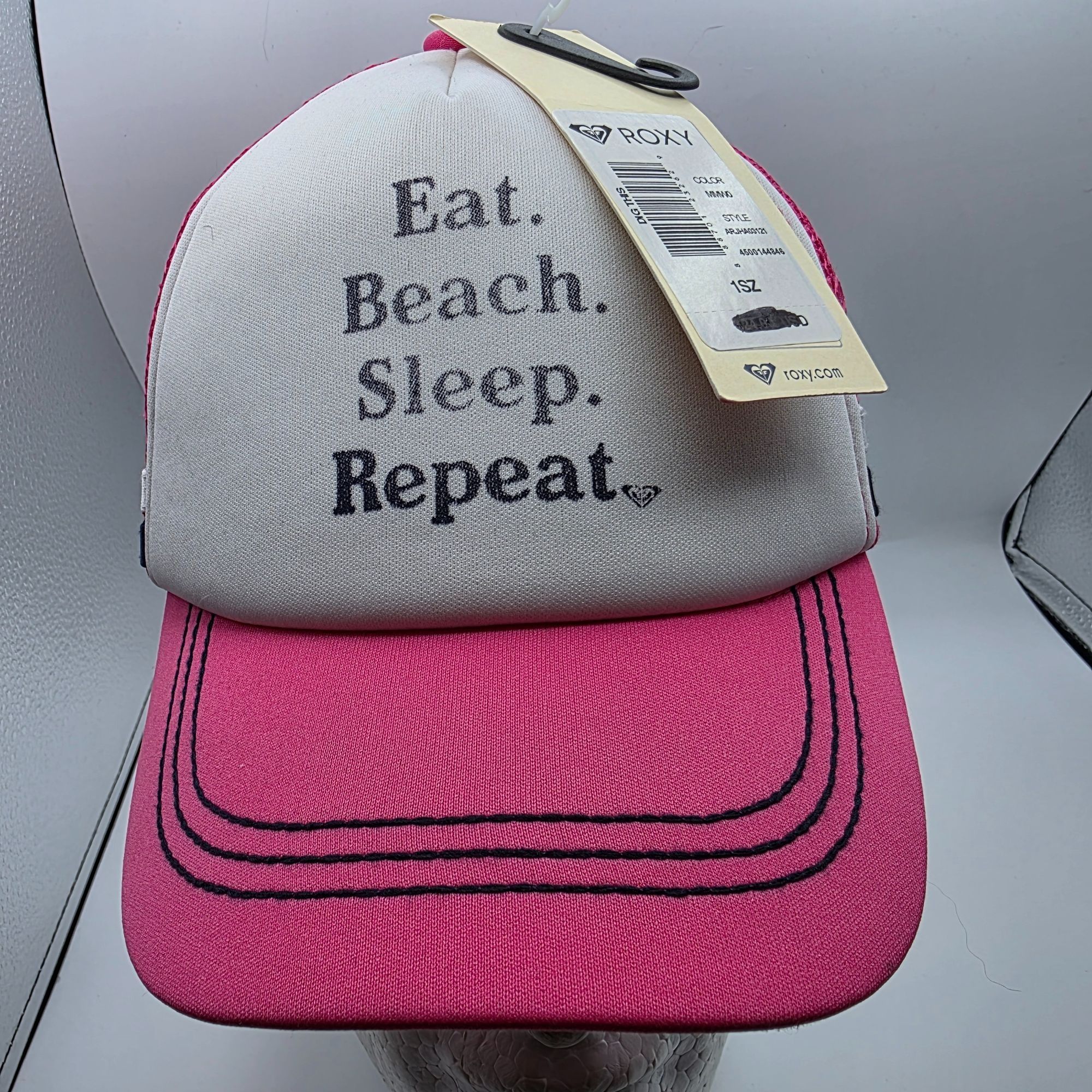 Other Roxy Eat Beach Sleep Repeat Womens Pink White Trucker Hat Ou Size ONE SIZE - 1 Thumbnail