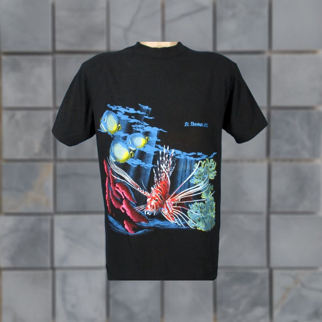 Vintage VINTAGE ST. THOMAS VIRGIN ISLAND OCEAN T-Shirt MEDIUM Men 80s 90s Black Crew Neck Short Sleeve Size US M / EU 48-50 / 2 - 1 Thumbnail