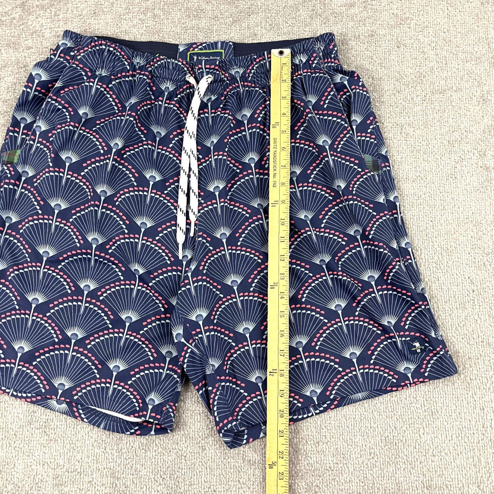Vintage WILLIAM MURRAY Shorts Mens Large x 8.5" Lined Blue Golf Ball Clubs Geometric Gym Shirt? Size US 33 - 3 Thumbnail