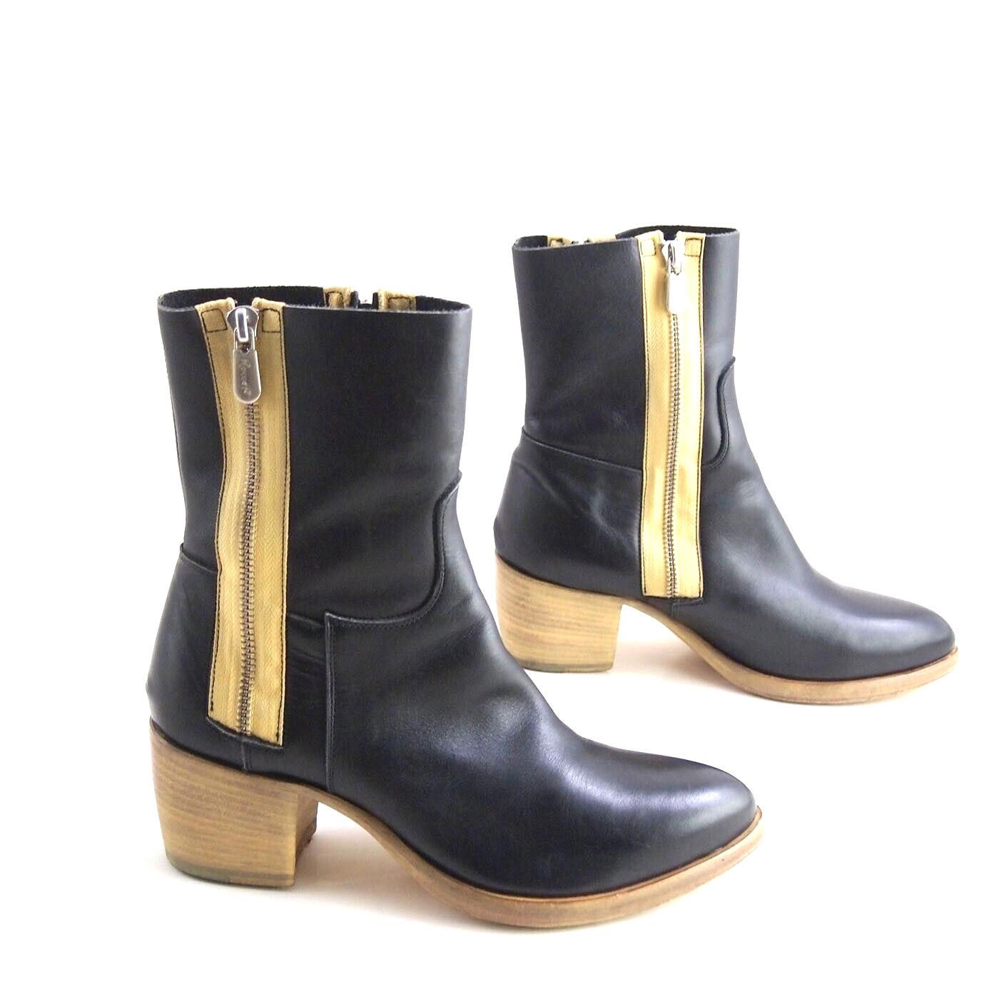 RoccoP Rocco P Ankle Boots Mid Heel Black Leather US 6.5 EU 36.5 Size US 6.5 / IT 36.5 - 5 Thumbnail