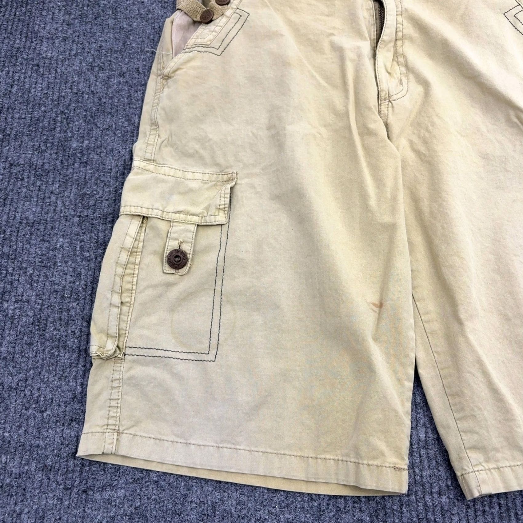 Vintage Old Skool Cargo Shorts Mens 34 Tan Cotton Baggy Pockets Skater Y2K Streetwear Size US 37 - 2 Thumbnail