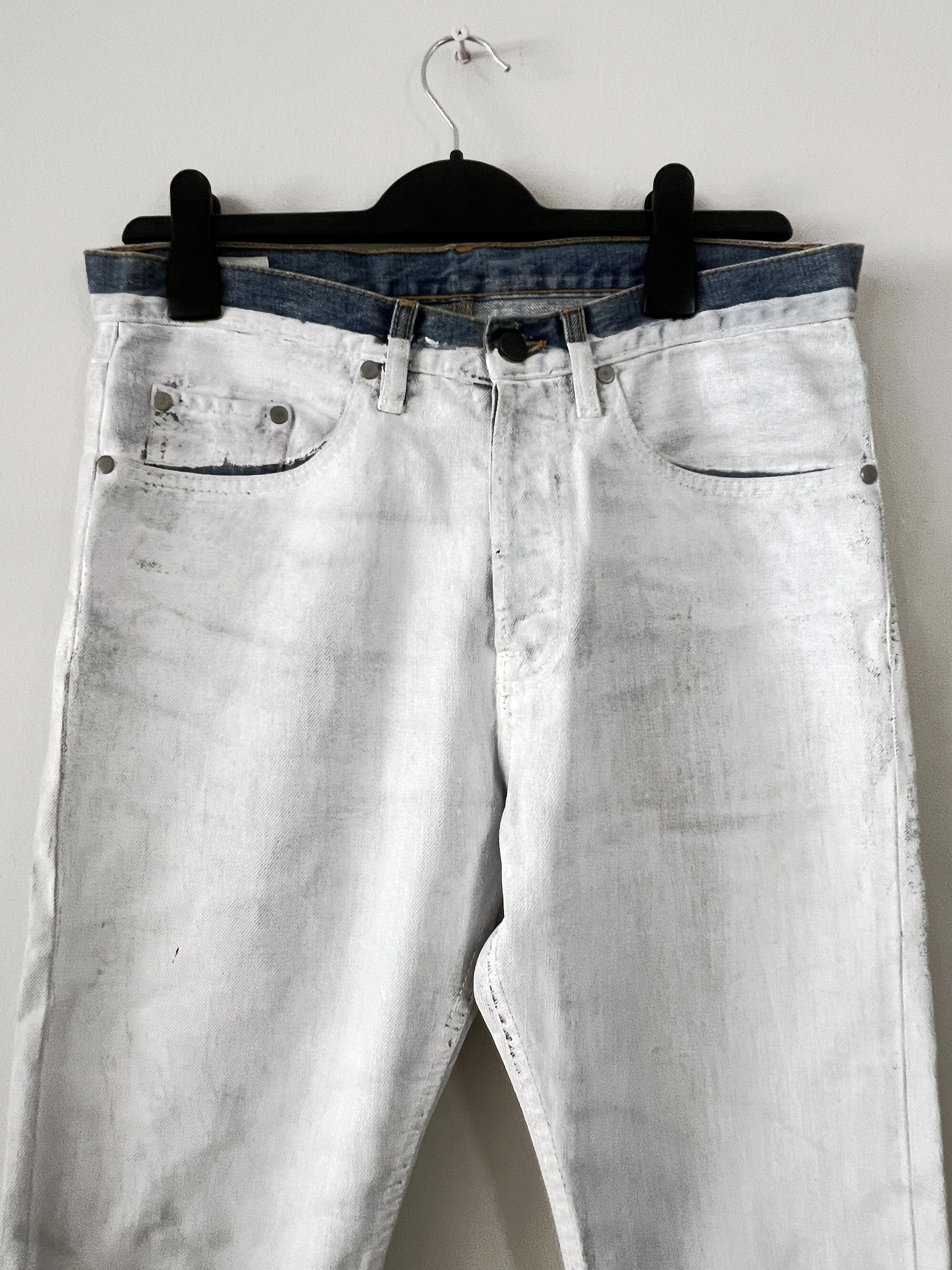 Dries Van Noten Dries Van Noten White Painted Denim Jeans Size US 30 / EU 46 - 2 Thumbnail