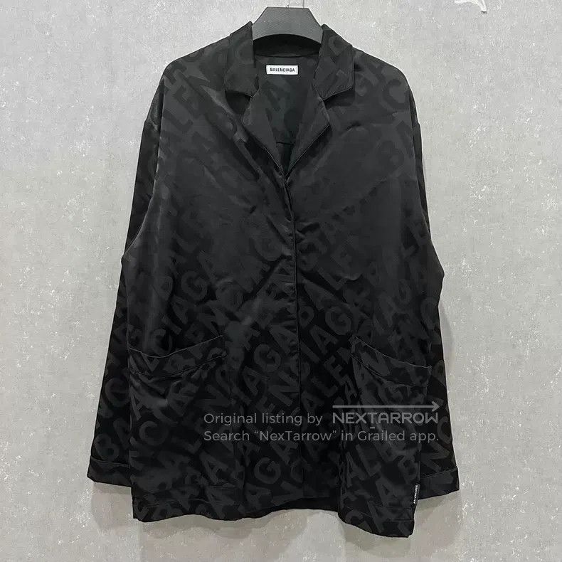 Balenciaga Balenciaga Dark Pattern All-Over Printed Logo Letter Shirt Size 4XL / US 24-26 - 3 Thumbnail