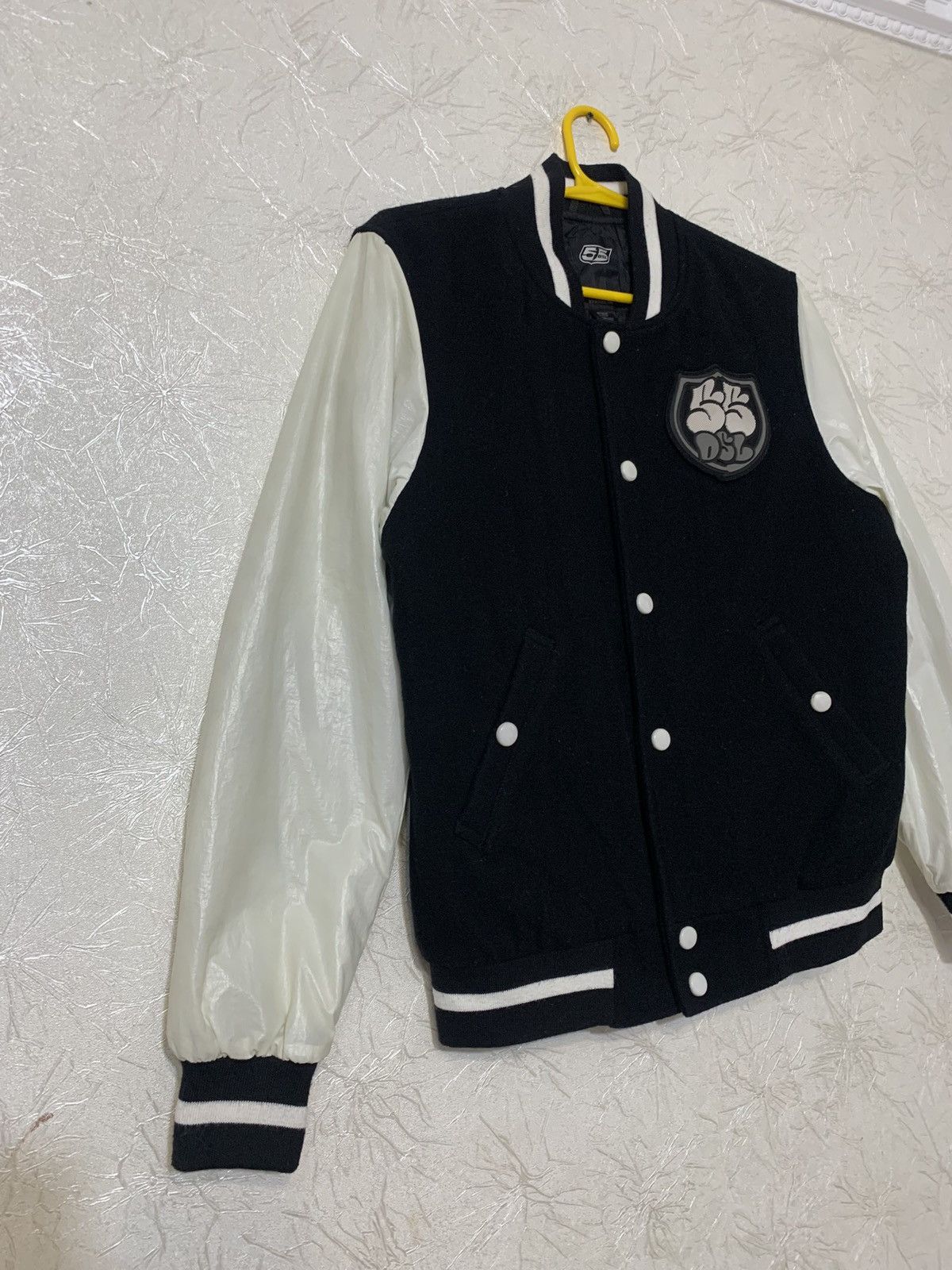 55DSL × Diesel × Vintage 55DSL Vintage Diesel Black Wool Bomber Jacket Nylon Sleeves Size US M / EU 48-50 / 2 - 3 Thumbnail