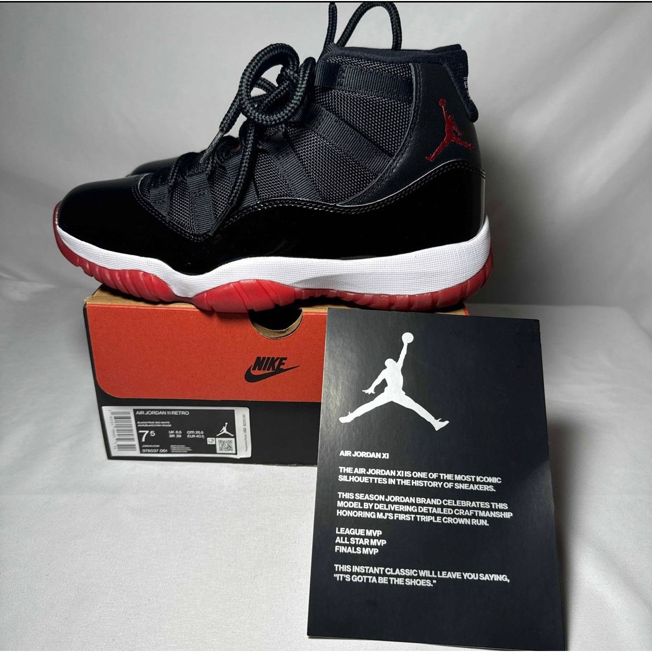 Jordan Brand × Nike Size 7.5 - Nike Air Jordan 11 Retro Bred 2019 Men's Shoes Size US 7.5 / EU 40-41 - 8 Thumbnail