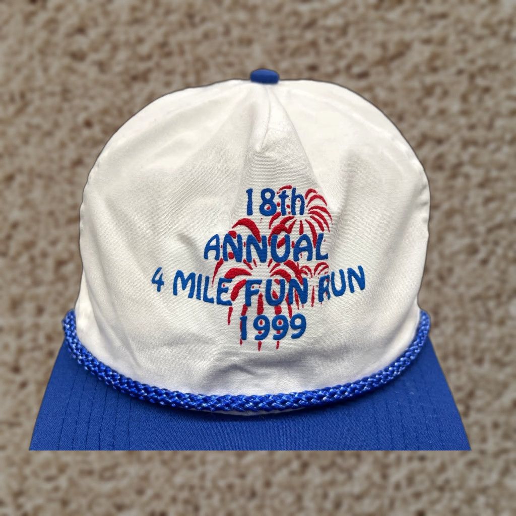 Vintage VINTAGE 18th Annual 4 Mile Fun Run 1999 Hat Cap Strap Back Adult OS Blue Cotton Nike Shirt Hoodie... Size ONE SIZE - 1 Thumbnail