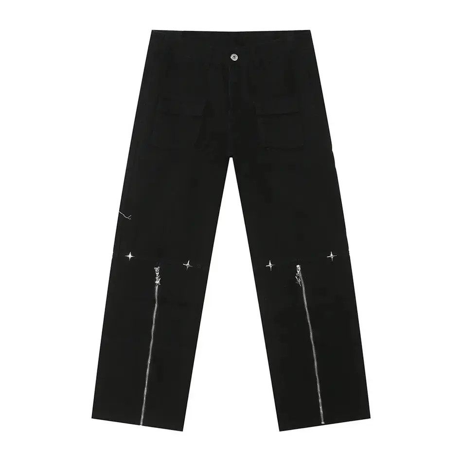 Japanese Brand Retro loose straight leg spliced zipper jeans Size US 32 / EU 48 - 6 Thumbnail
