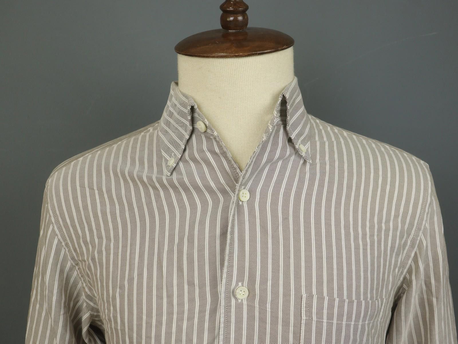 Ermenegildo Zegna Zegna Brown Striped Chest Pocket Button Down Shirt Size L Size US L / EU 52-54 / 3 - 2 Thumbnail