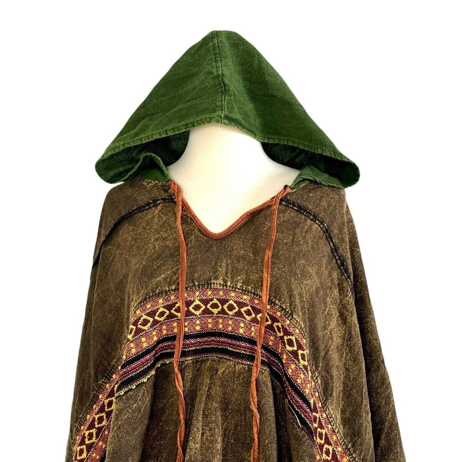 Kathmandu Vintage KATHMANDU IMPORTS Hooded Poncho 100% Cotton OS Size ONE SIZE - 5 Thumbnail