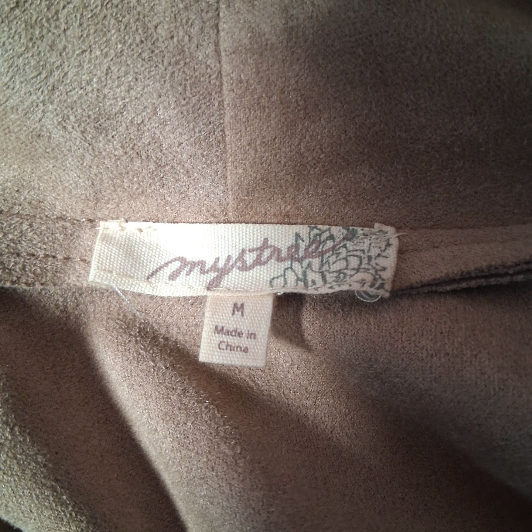 Vintage Mystree Blazer Women M Beige Open Front Boho Office Faux Suede Cropped Bolero Long Sleeve Open Front 90s Bohemian Size M / US 6-8 / IT 42-44 - 4 Thumbnail