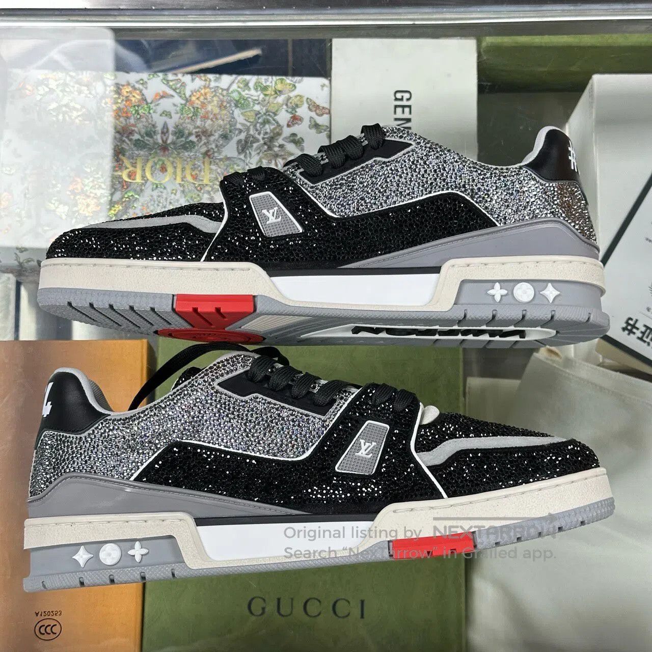 Louis Vuitton Louis Vuitton TRAINER Full Diamond Black Cement shoes Size US 11.5 / EU 44-45 - 3 Thumbnail