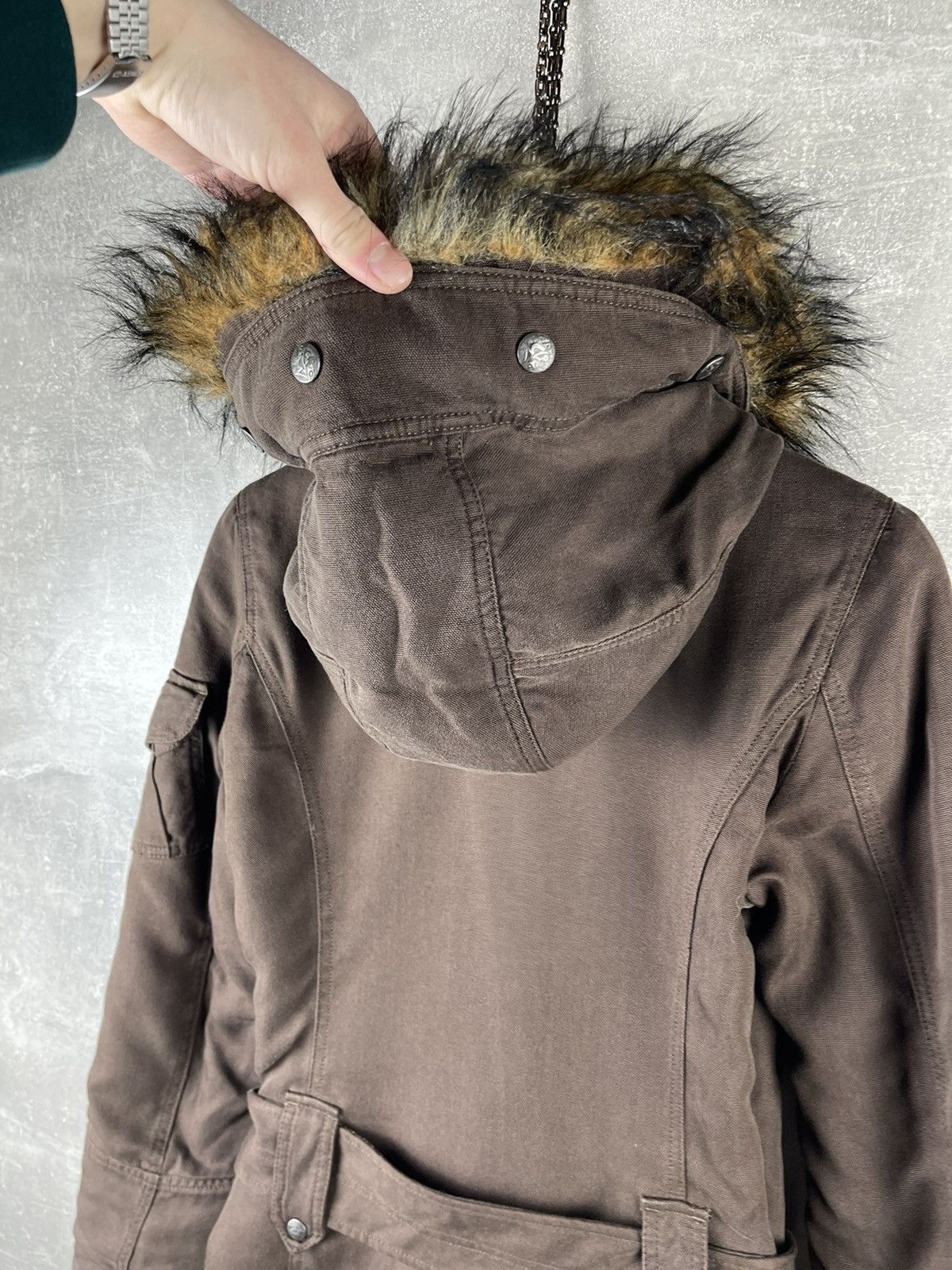 Diesel Diesel Y2K Fanny Lyocell Parka Belted Coat Fur Trim Hood Size M / US 6-8 / IT 42-44 - 8 Thumbnail