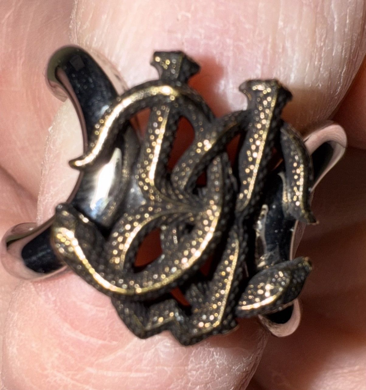 Roberto Cavalli Roberto Cavalli Monogram Serpent Ring, size 9, silver/gold Size ONE SIZE - 12 Thumbnail