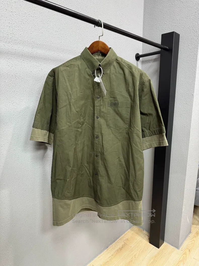 Balenciaga Balenciaga size 37 Army Green Patchwork Shirt Size US M / EU 48-50 / 2 - 1 Thumbnail