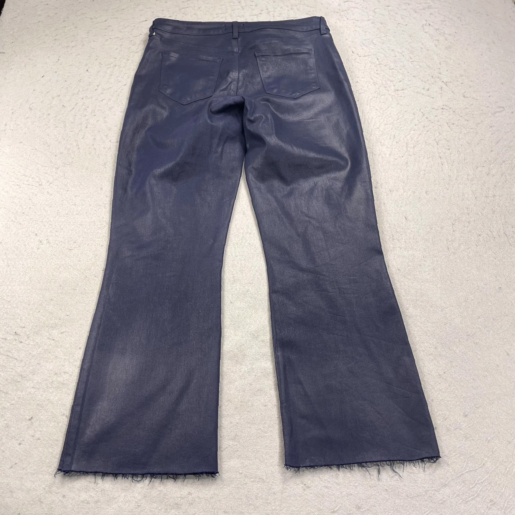 L'AGENCE L'AGENCE Jeans Womens 31 Dark Blue Flare Raw Hem Coated Stretch Denim USA Size 24" / US 00 / IT 34 - 7 Thumbnail