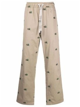 Palm Angels o1mle0426 Broken Palm Drawstring Chino Pants in Neutrals Size US 32 / EU 48 - 1 Preview
