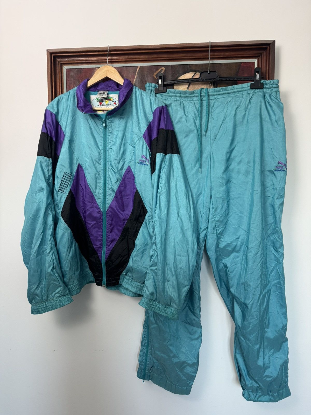 Puma Vintage 90s Puma Track Suit Full Set Windbreaker Streetwear Size US XL / EU 56 / 4 - 1 Thumbnail