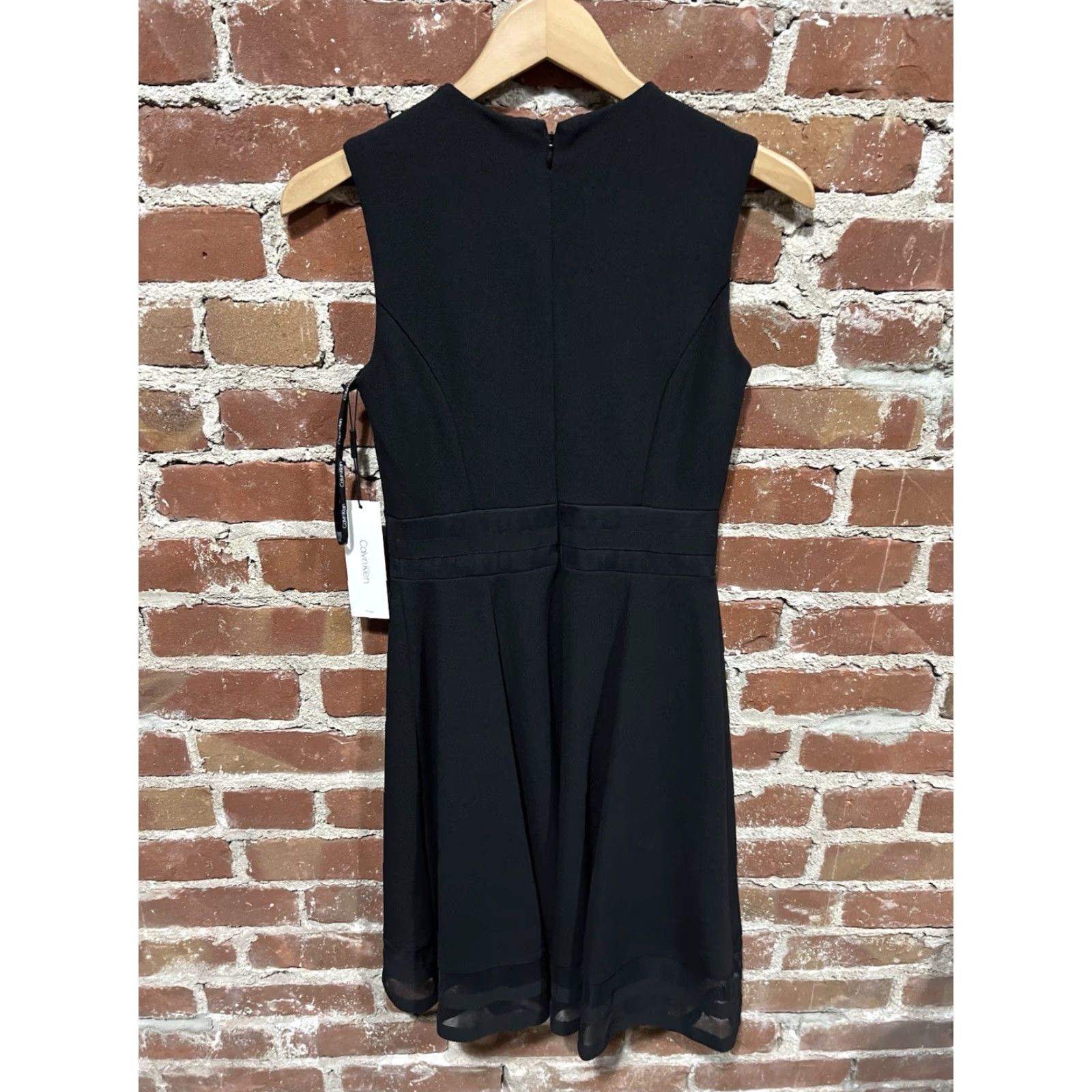 Calvin Klein Calvin Klein NWT Womens 2 Black Sleeveless Dress Career Casual Work Party/Cocktail Fit & Flare Size XS / US 0-2 / IT 36-38 - 3 Thumbnail
