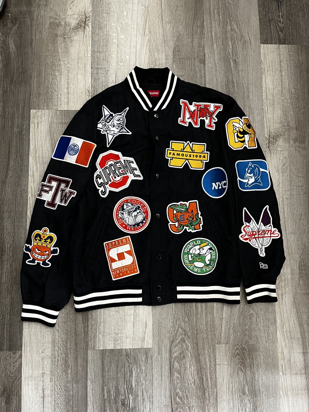 image of Supreme NCAA Bomber Jacket in Black, Men's (Size Medium)