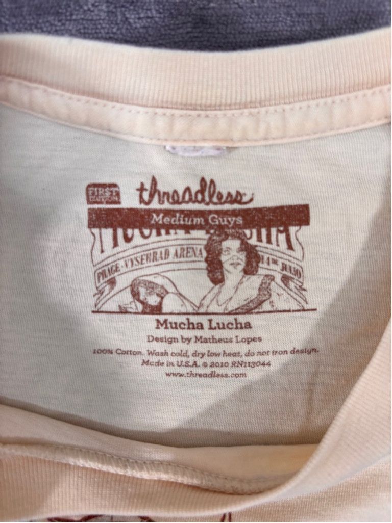 Threadless Men's Threadless Mucha Lucha Wrestling T-Shirt, M, Beige Size L / US 10 / IT 46 - 7 Thumbnail