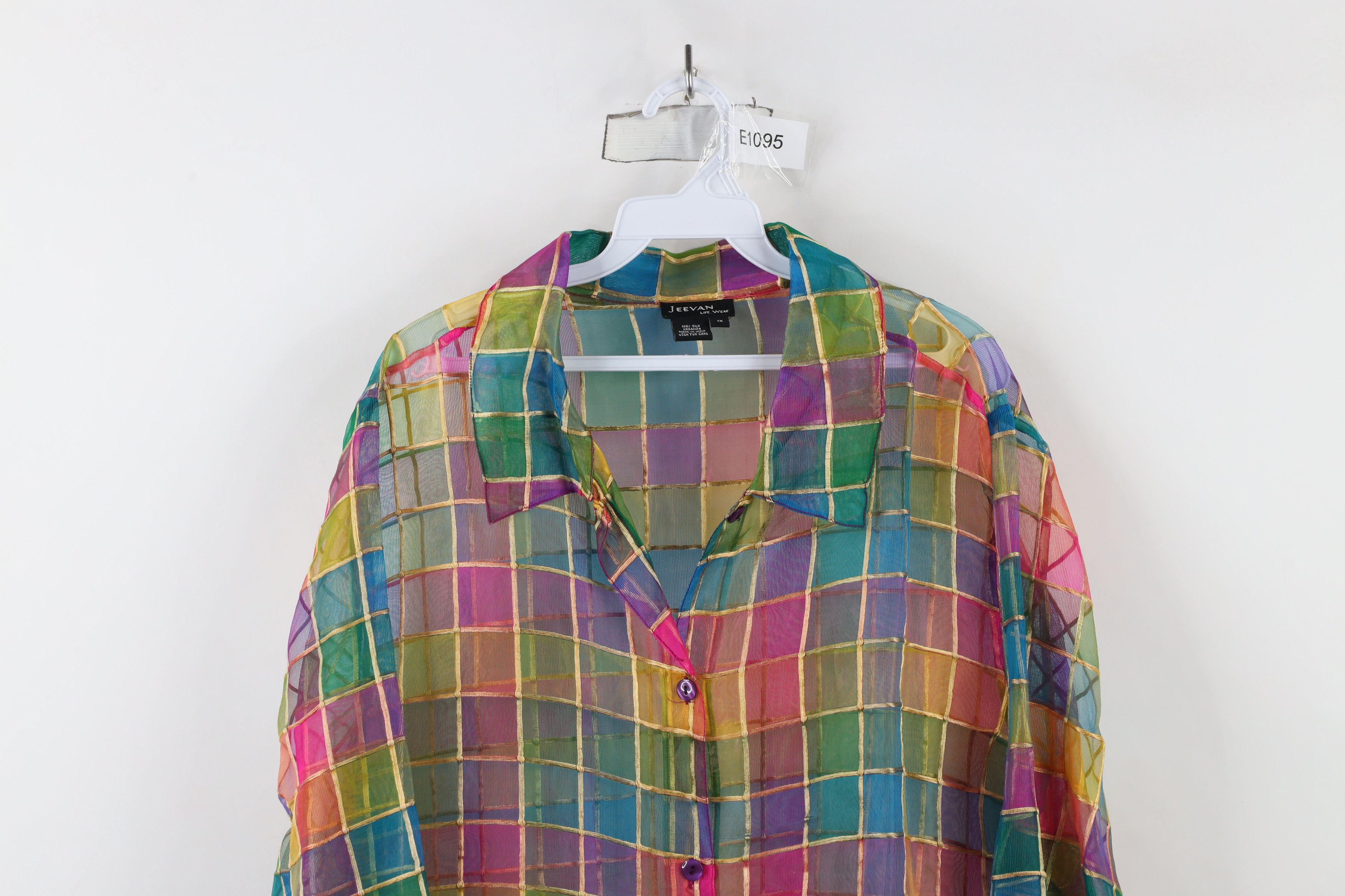 Vintage Vintage 90s Streetwear Checkered Silk Collared Button Shirt Size XL / US 12-14 / IT 48-50 - 2 Thumbnail