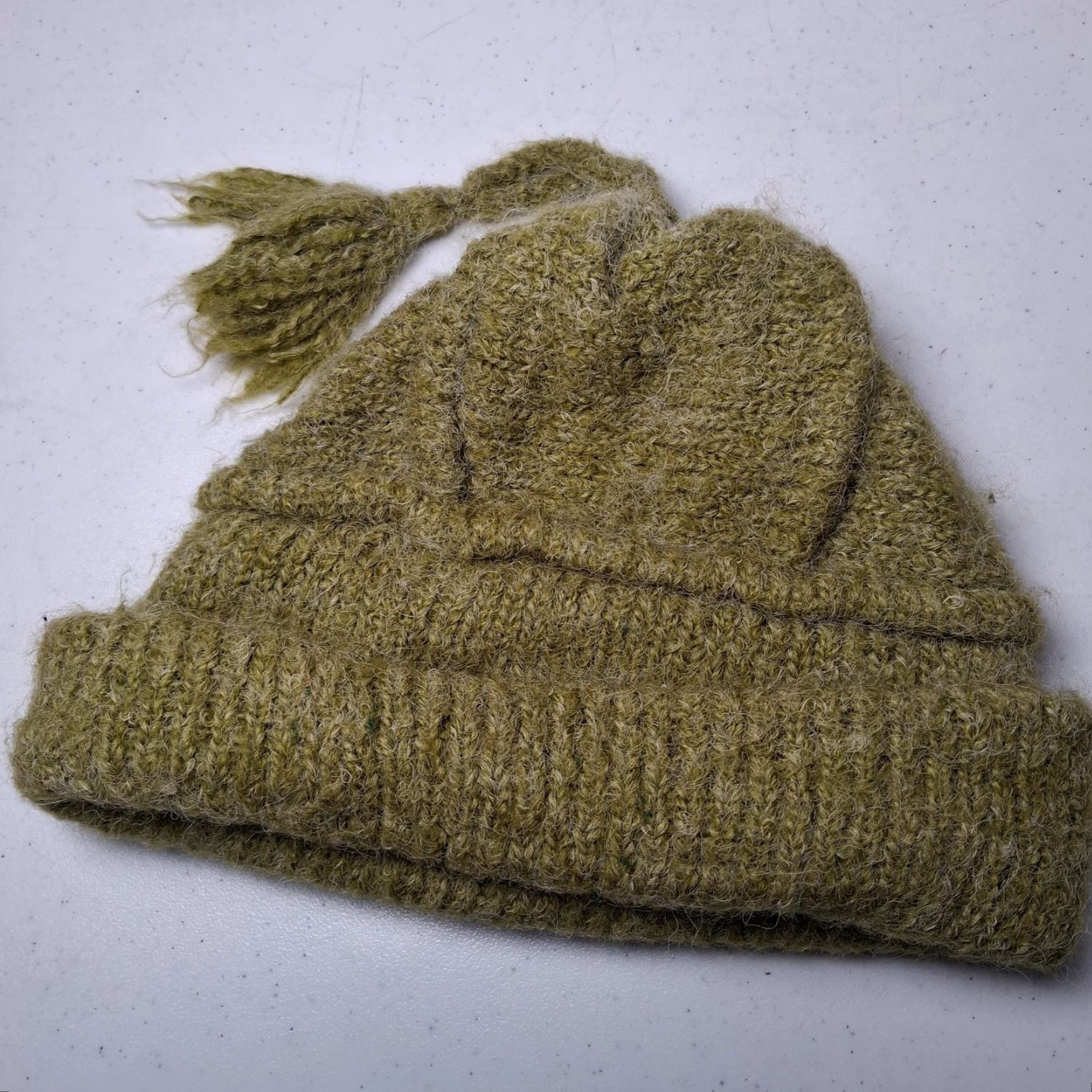 CO VINTAGE? (no) Peruvian Trading Co Knit Hat Chartreuse Green Tassel Winter Beanie Hippie Boho Size ONE SIZE - 4 Thumbnail