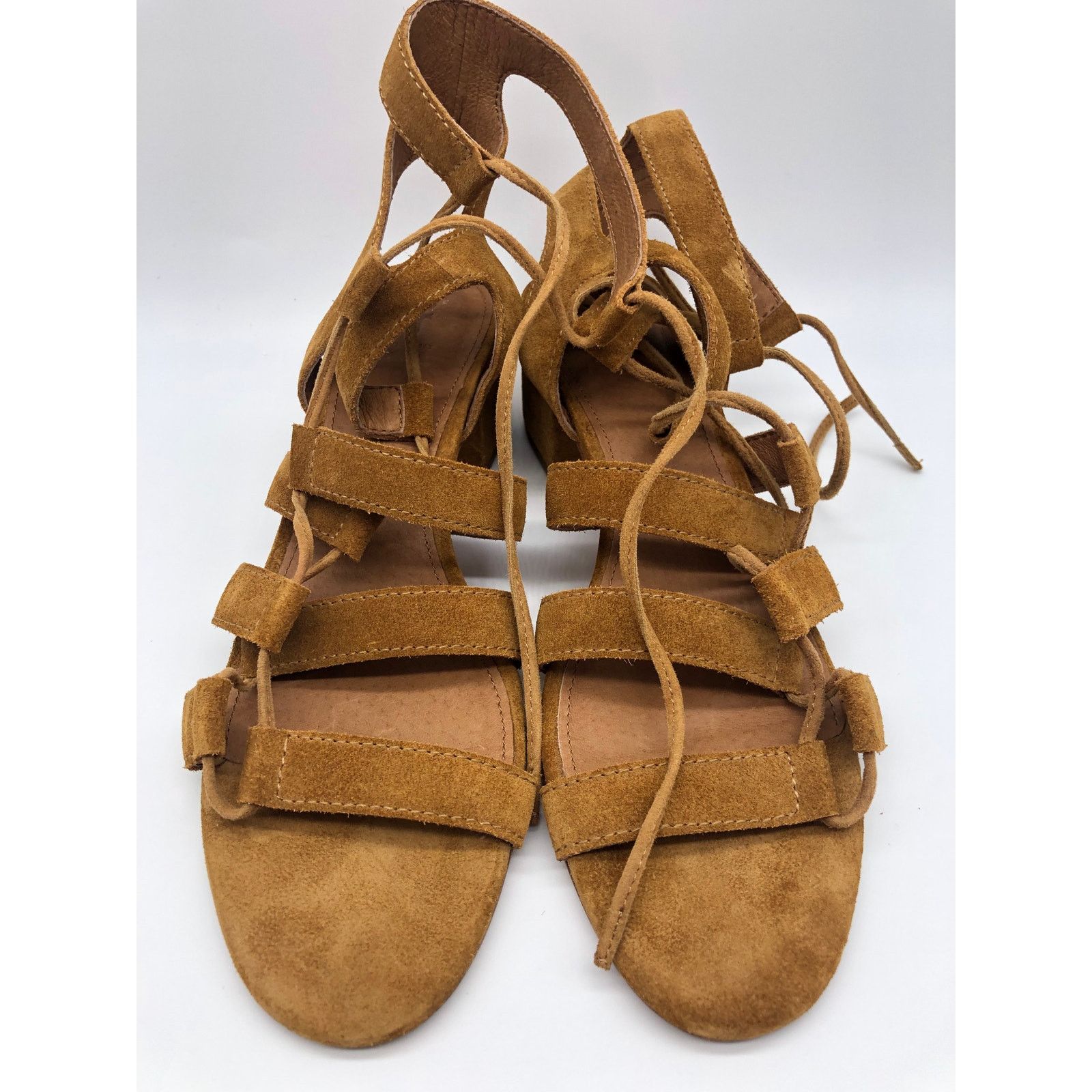 FRYE Women's Chrissy store Side Ghillie Cognac Dress Sandals 3472360 Size 8.5