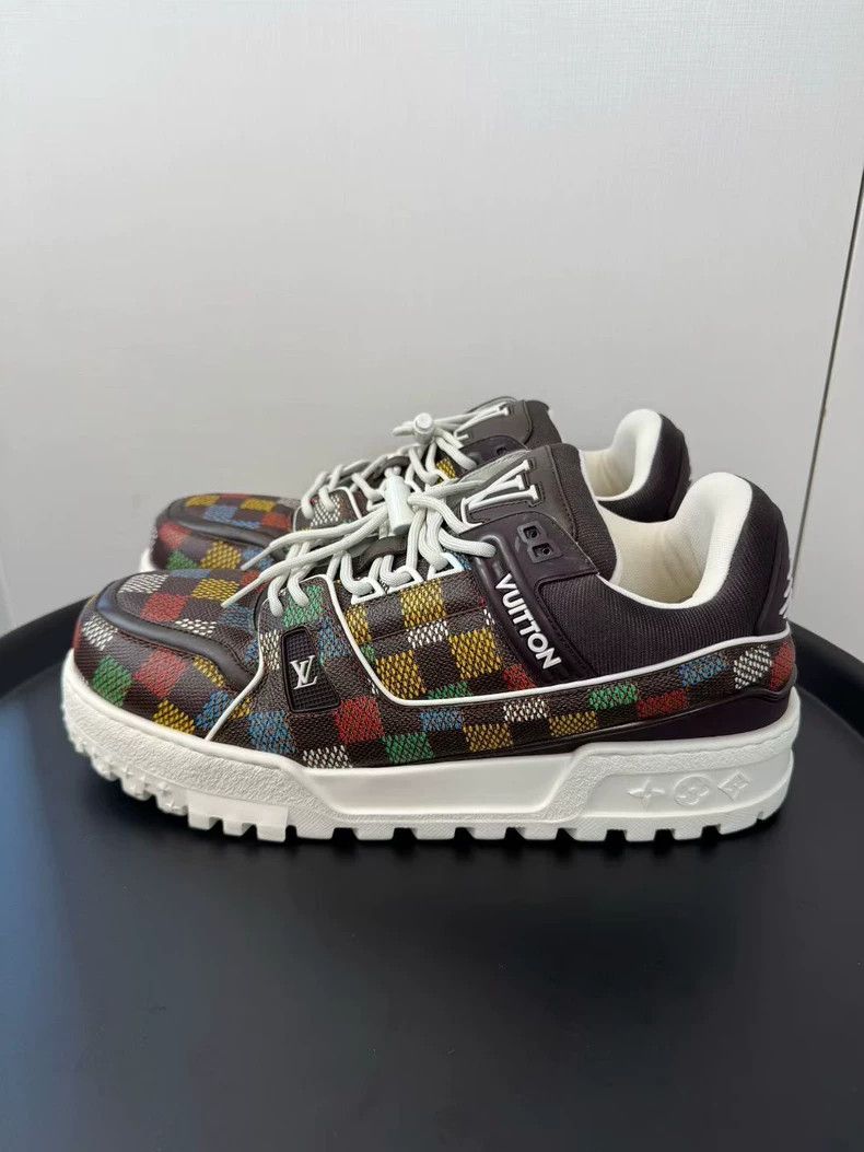 Louis Vuitton Louis Vuitton Brown Rainbow Checker Fat T-Shirt Sneakers Size US 11 / EU 44 - 1 Thumbnail