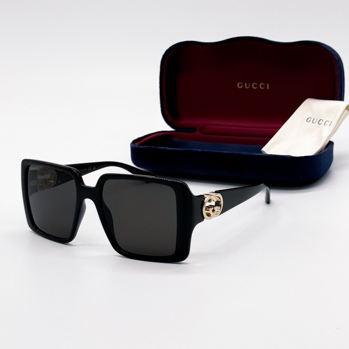 Gucci NEW GUCCI GG1692S 001 SQUARE BLACK GREY WOMEN SUNGLASSES Size ONE SIZE - 1 Thumbnail