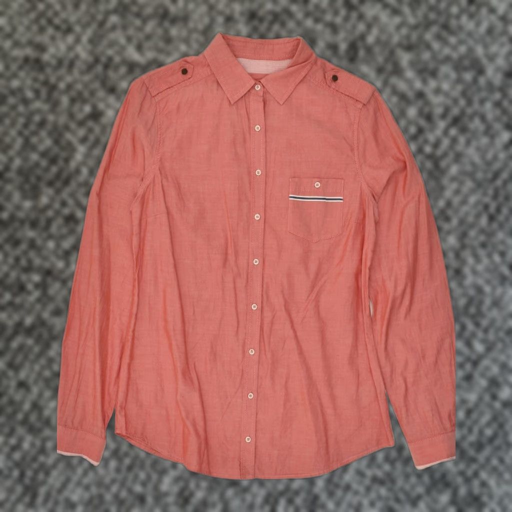 Massimo Dutti Womens Shirt Eu 40 Medium Red Cotton Zh08