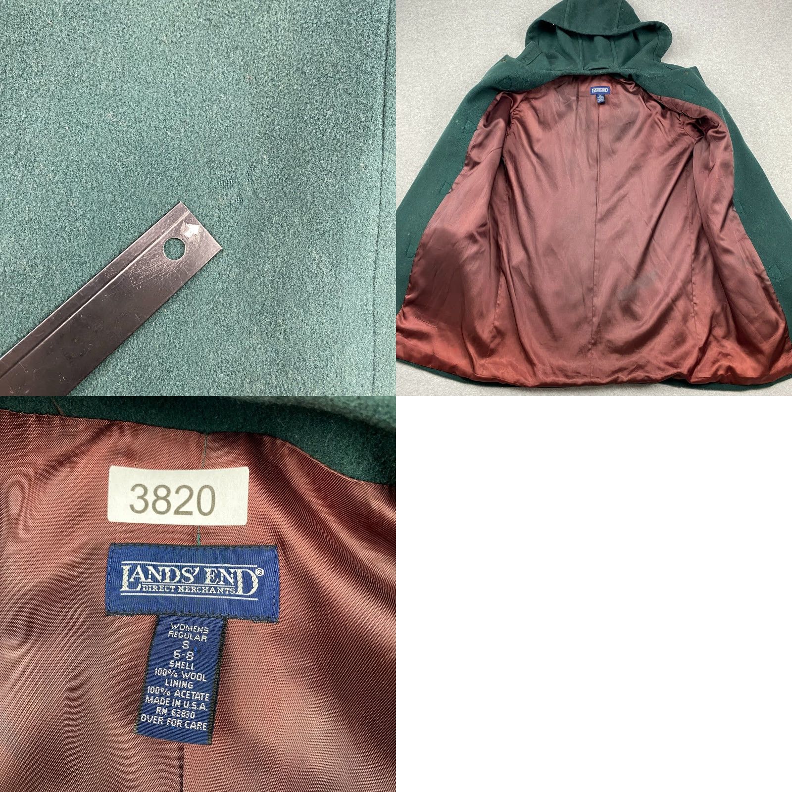 Lands' End VINTAGE Lands' End Parka Coat Womens Small Green Wool Toggle Button Hooded Lined USA Size S / US 4 / IT 40 - 8 Thumbnail