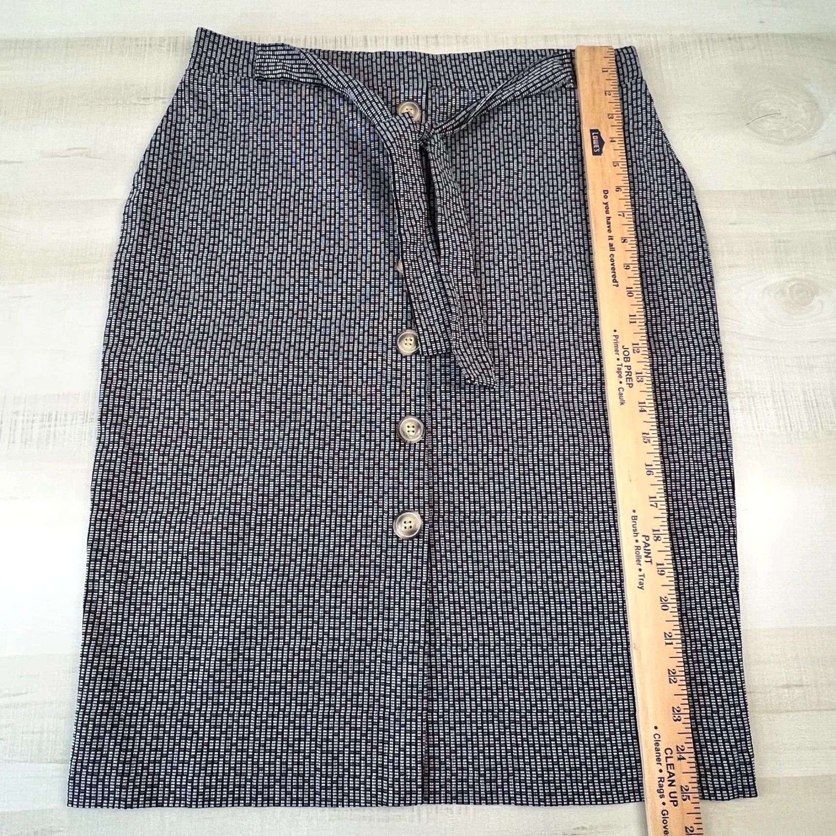 Vintage Meg & Margot Womens Skirt Large Black Pencil Straight Pull On Elastic Waist Tie Front Front Tie Knee Length All Seasons Casual Size 36" / US 14 / IT 50 - 6 Thumbnail